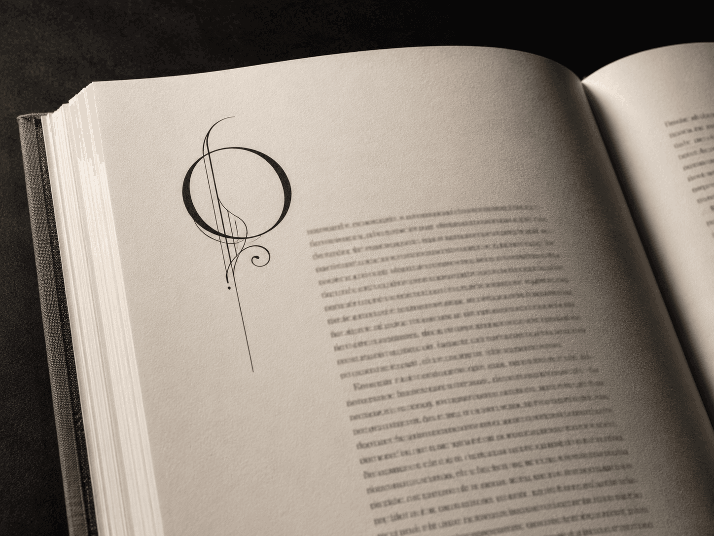 Open book showing an elegant chapter opening and generous margins